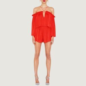 Alice McCall Womens Romper Red Locomotion Playsuit Off Shoulder Ruffle Size 6